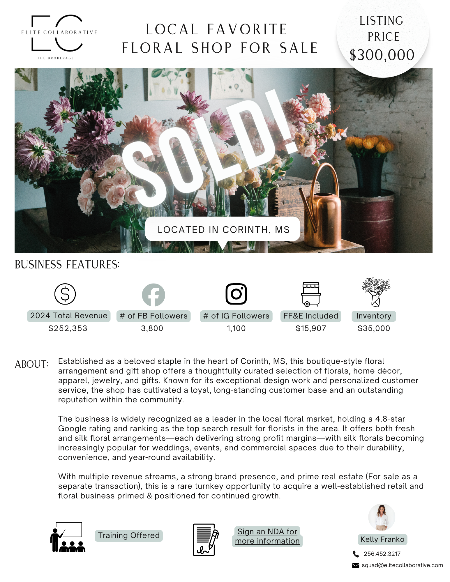 *SOLD* Beloved 44 Year Old Local Floral & Gift Shop With Real Estate - $300,000