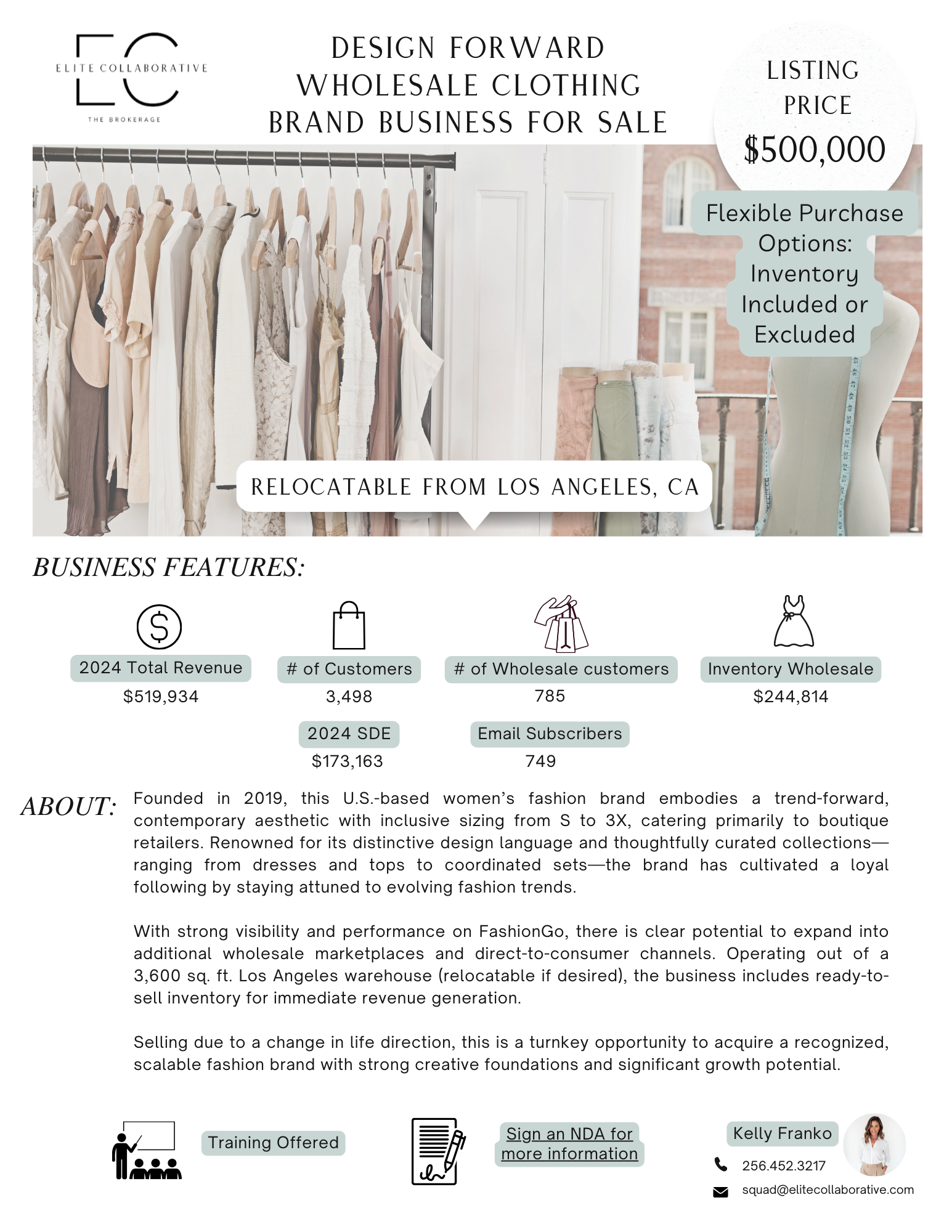 Wholesale Clothing Brand $500,000
