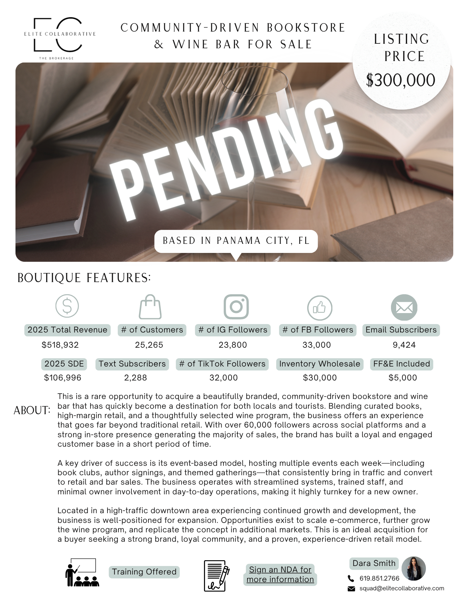 *PENDING SALE* Trendy Bookstore & Wine Bar with 60K+ Following & Built-In Traffic