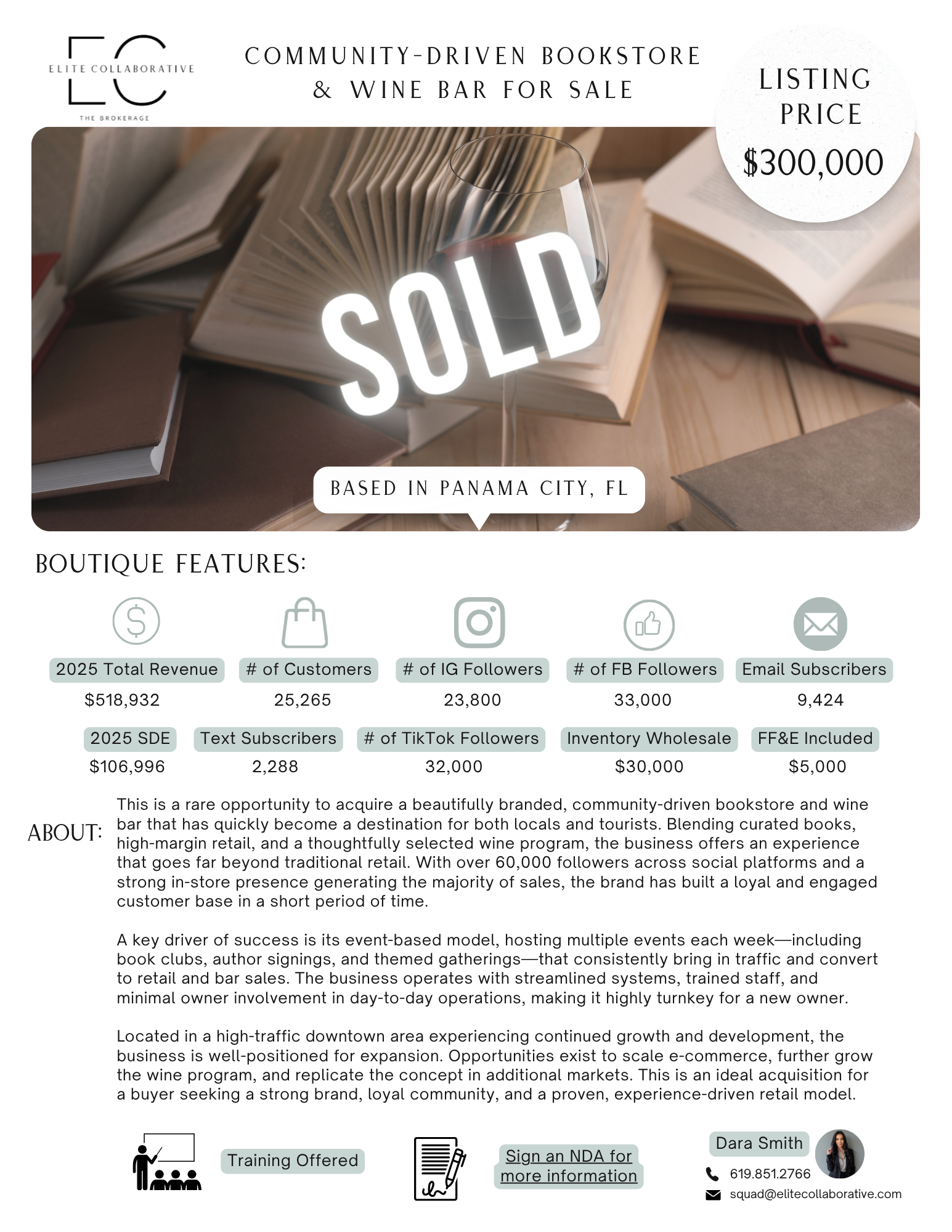 *SOLD* Trendy Bookstore & Wine Bar with 60K+ Following & Built-In Traffic