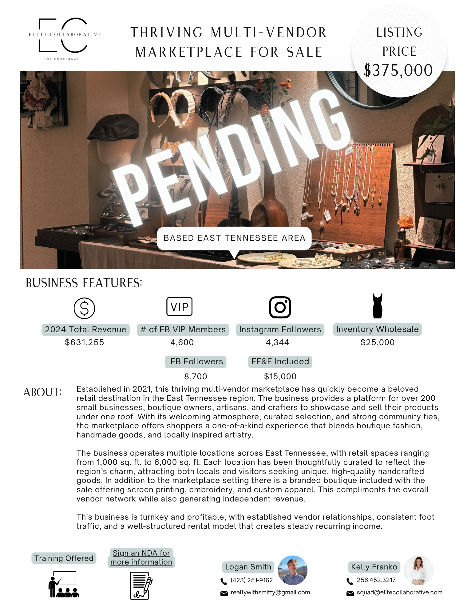 *PENDING SALE* Profitable 2 Location Multi-Vendor Marketplace/$194K+ SDE/$946K+ Rev - $375,000