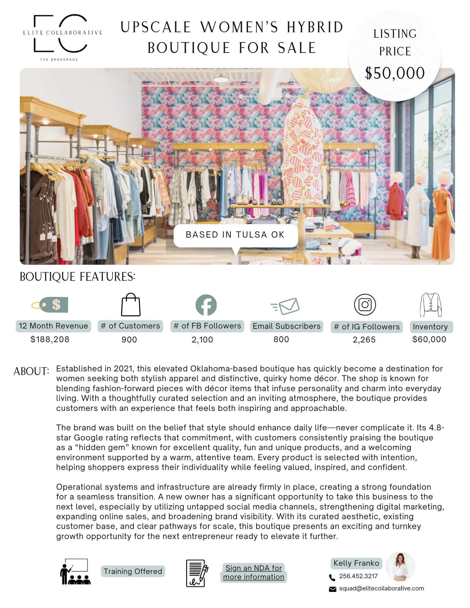 Popular Tulsa Women's Boutique $50,000