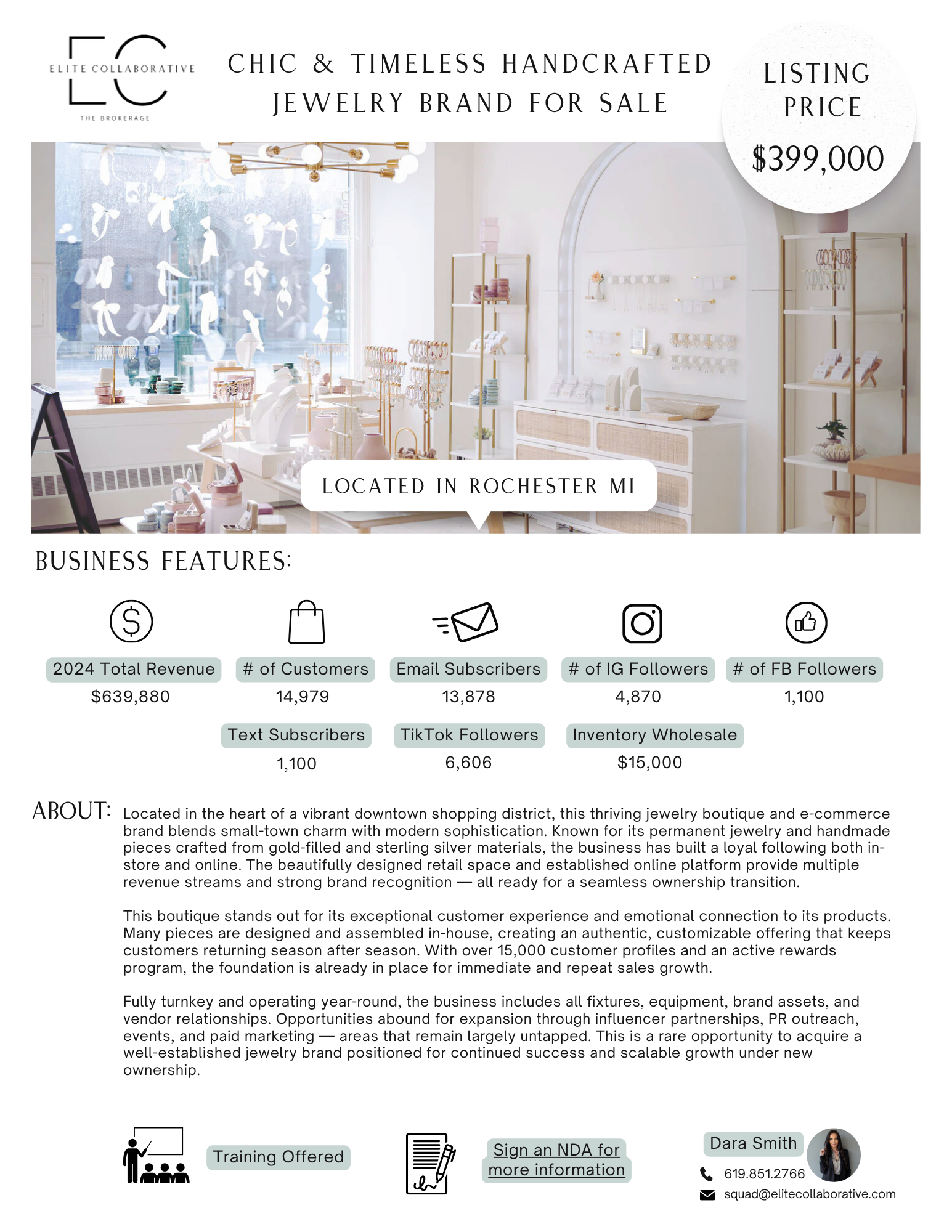 Thriving Downtown Jewelry Boutique + Online Store $399,000