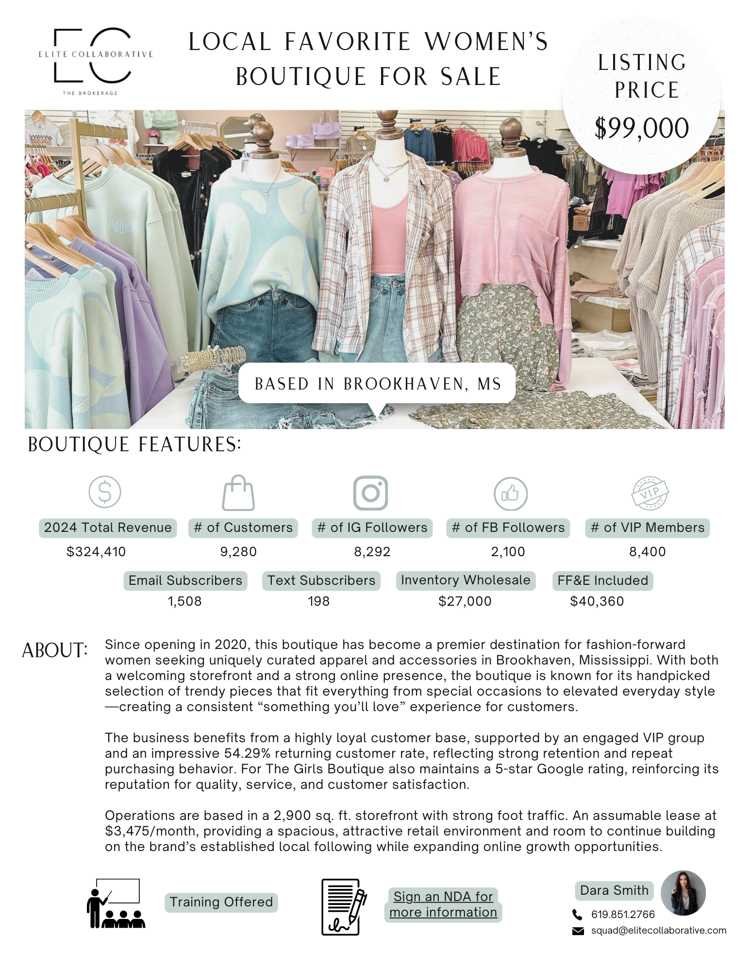 High Traffic Women's Boutique in Prime Brookhaven Retail Corridor $99,000