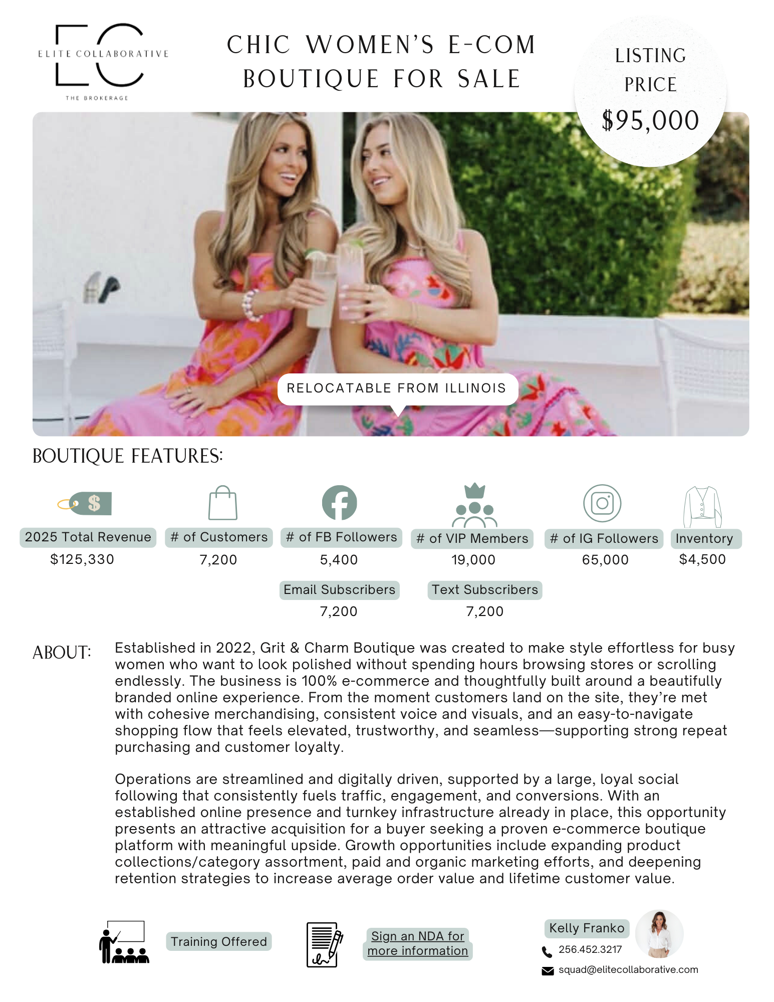 Fully Online Women's Boutique $95,000