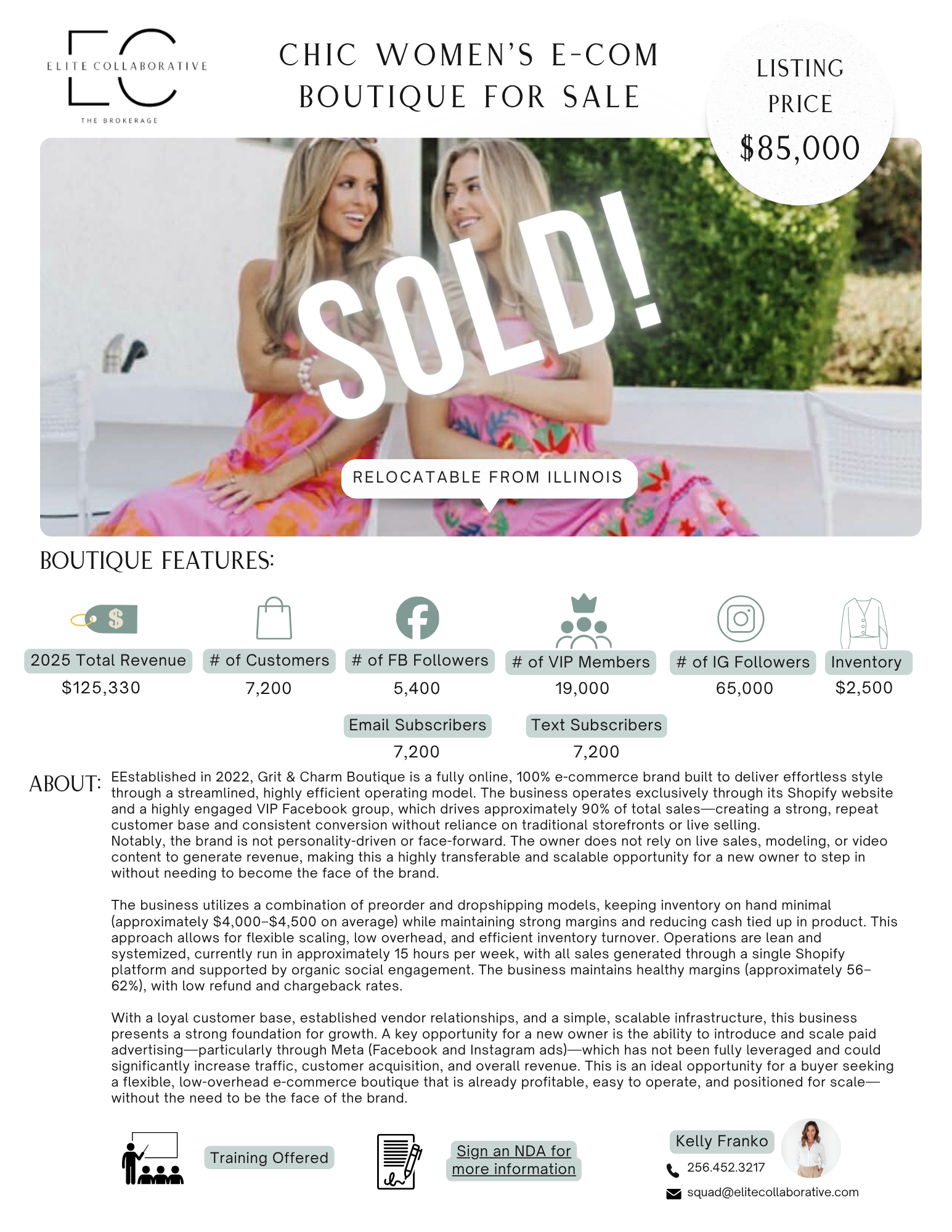 *SOLD* Fully Online Women's Boutique/$175K Rev/7K+ Customers/62K IG Followers