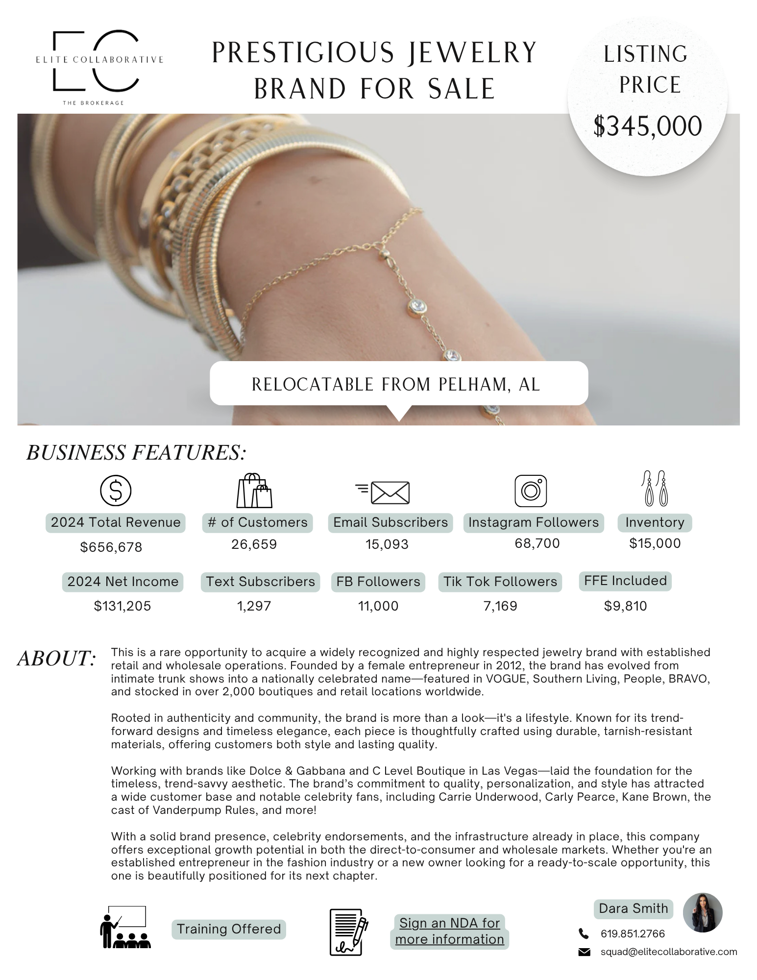Prestigious Jewelry Brand $345,000