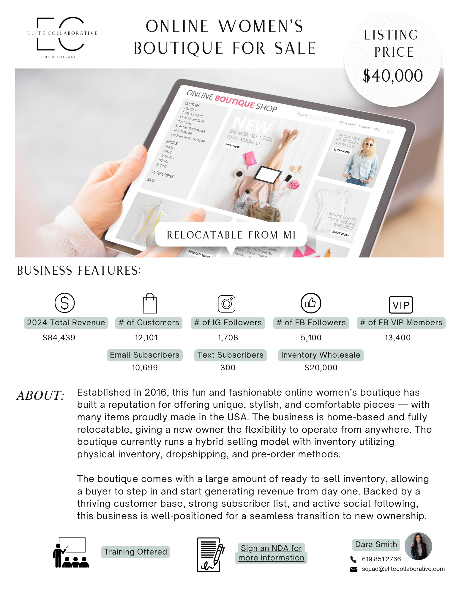 Home-Based Online Boutique $40,000