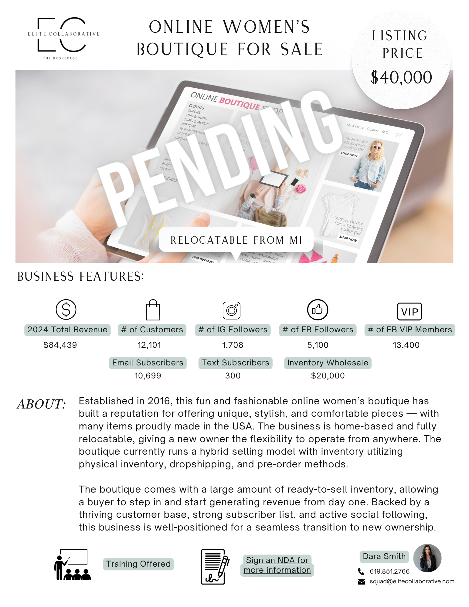 *PENDING SALE* Home-Based Online Boutique $40,000