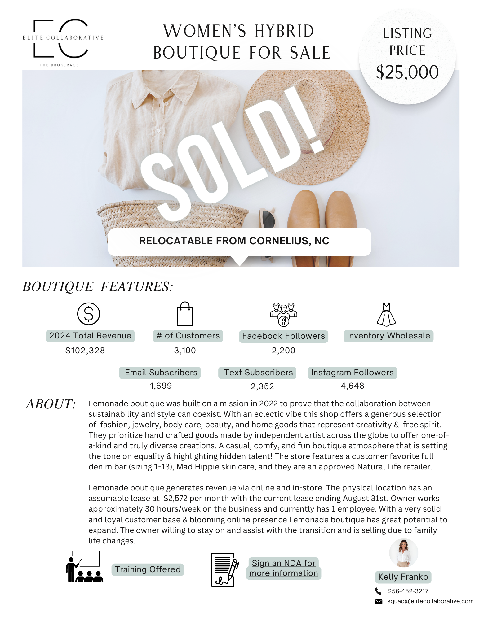 *SOLD* Women's Hybrid Boutique $25,000