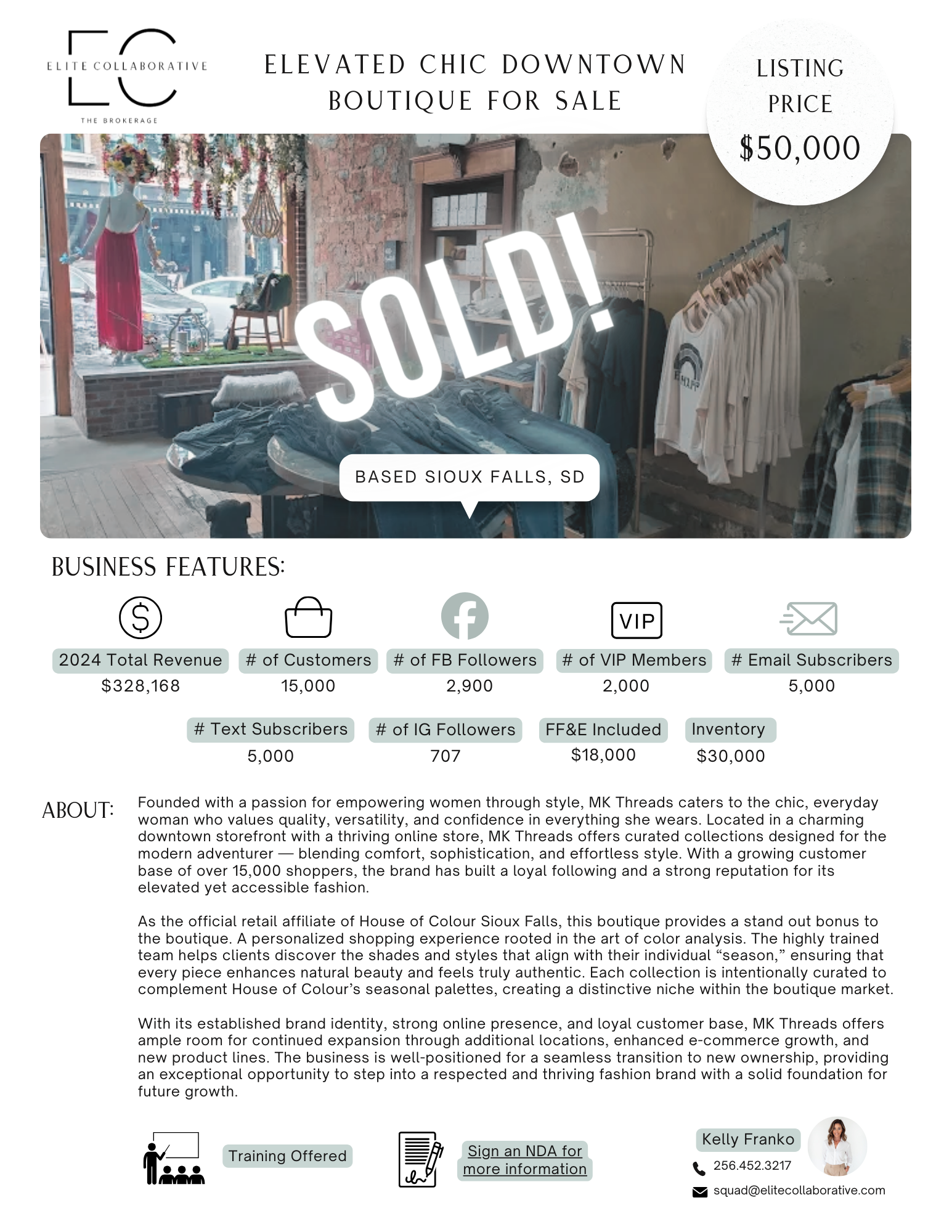 *SOLD* Profitable Elevated Chic Downtown Boutique & Online Store $50,000