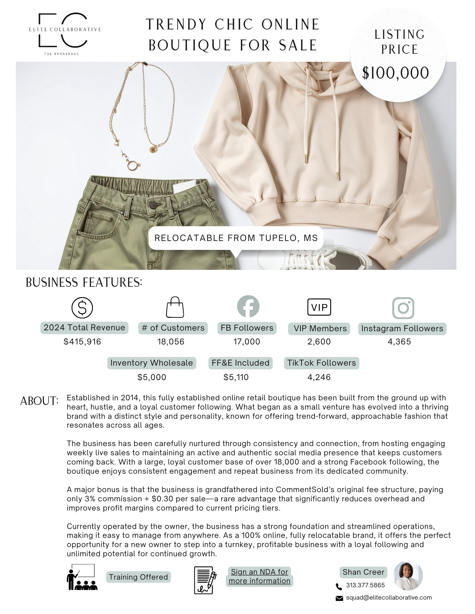 Profitable Online Boutique $100,000