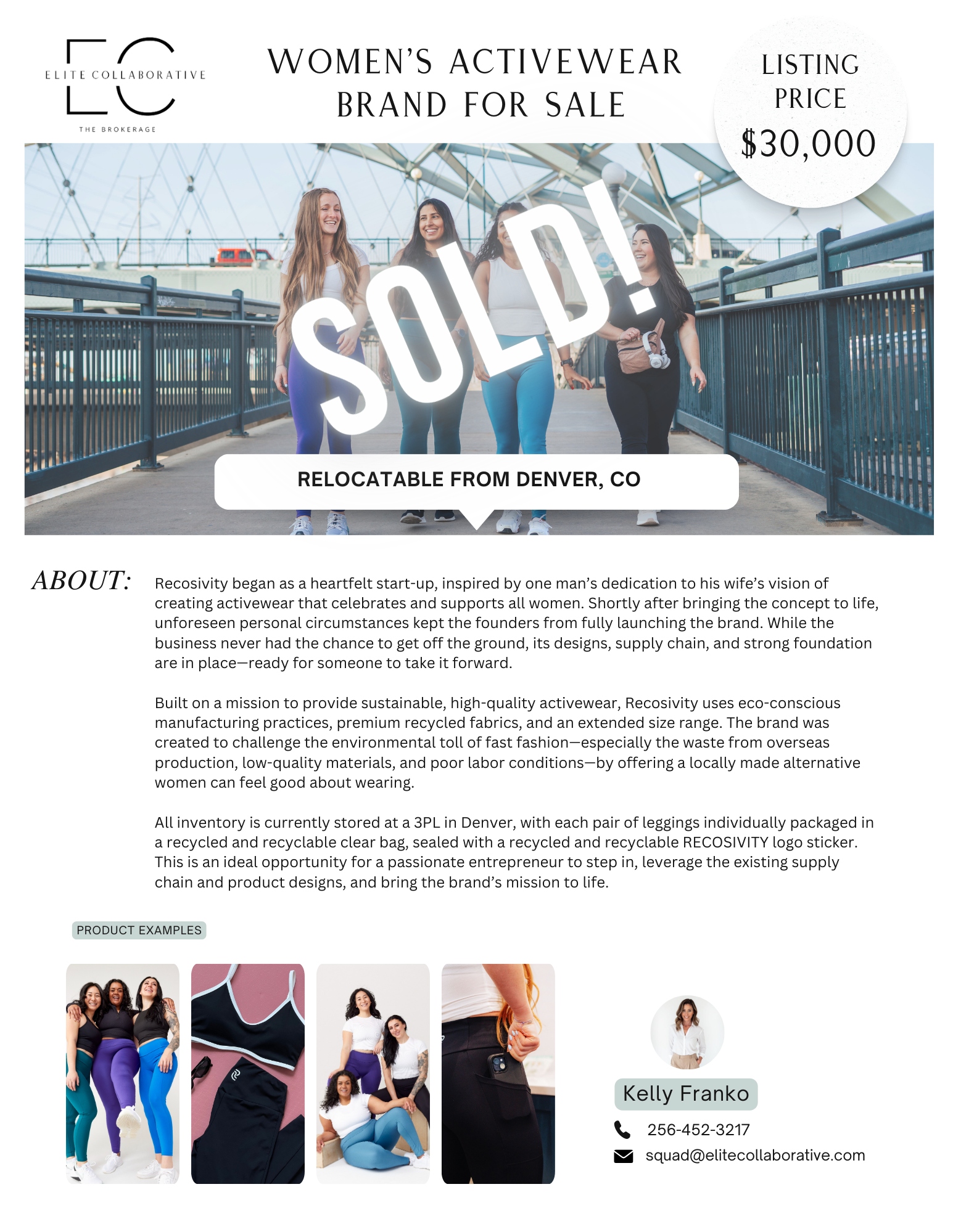 *SOLD* Women's Activewear Brand $30,000