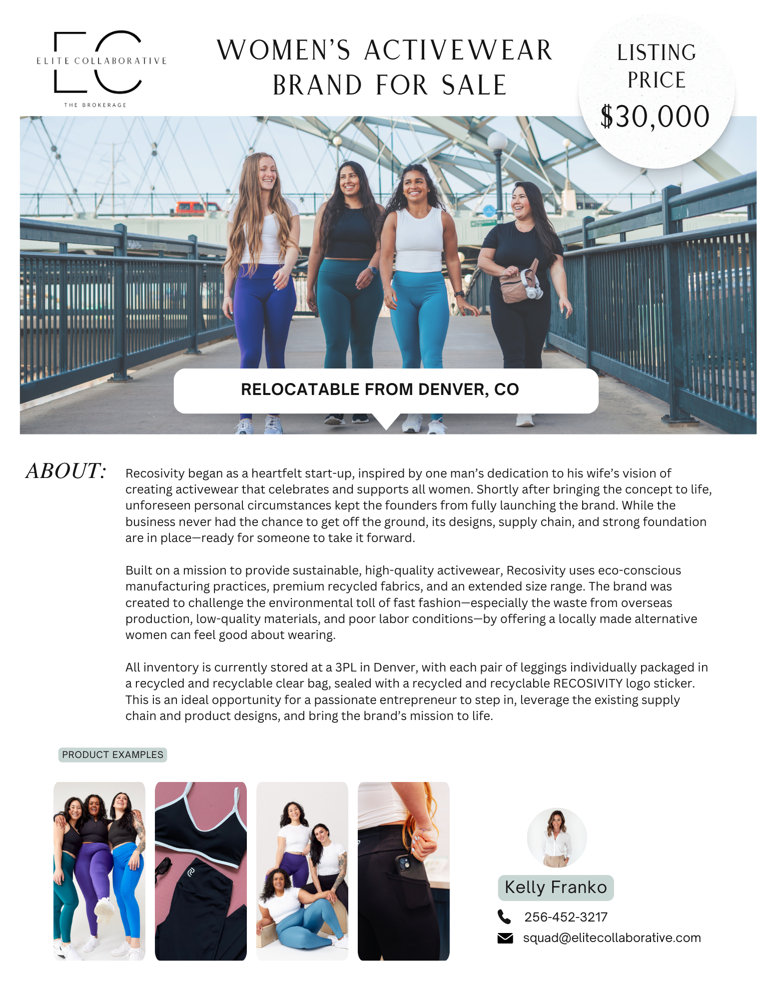 Women's Activewear Brand $30,000