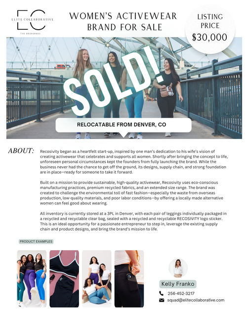 *SOLD* Women's Activewear Brand $30,000