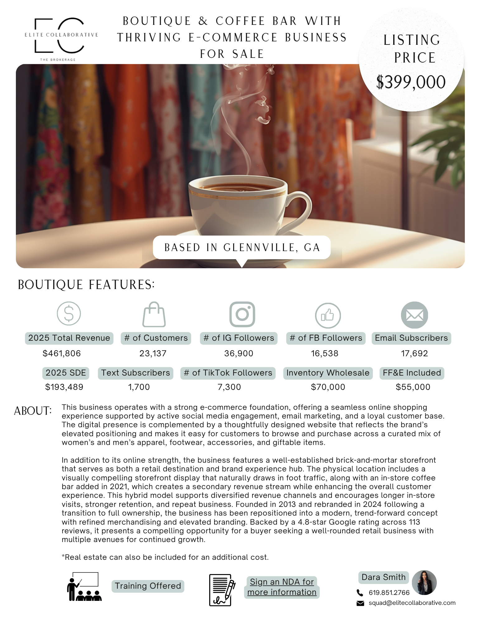 Boutique & Coffee Bar with Thriving E-Commerce Business
