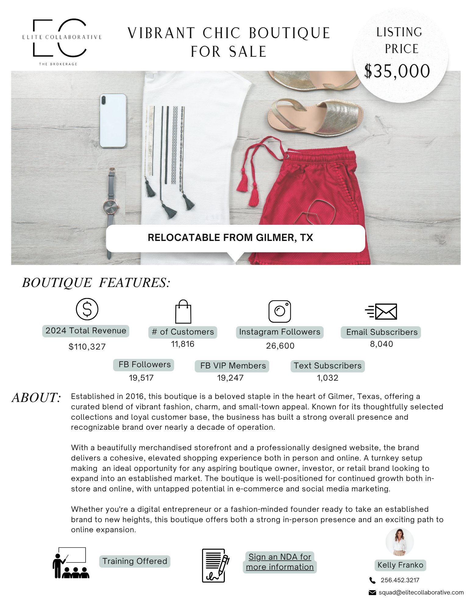 Vibrant Chic Boutique $35,000